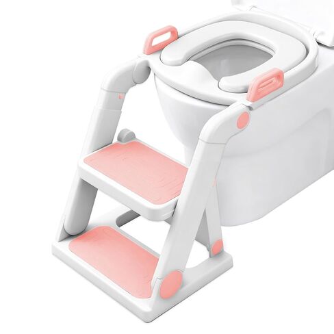 Potty Training Seat, Pre Assembled Potty Seat with Ladder, 2-in-1 Potty Training Toilet, Toddler Kids Toilet Seat with Step Stool Splash Guard for Boys Girls (Grey) in Saudi Arabia