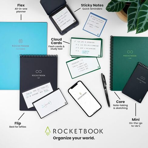 بطاقات Rocketbook السحابية، وبطاقات الفهرسة القابلة لإعادة الاستخدام، والبطاقات التعليمية، للدراسة والعروض التقديمية مقاس 3 × 5 بوصات، باللون الأخضر (عبوة من 40 قطعة) in Kuwait