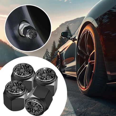 Tire Valve Stem Caps 4 Pack, Car Wheel Stem Caps,Aluminum Air Valve Covers Universal Fit for Cars, SUVs,Trucks, Bikes, and Motorcycles(Skull Head Rose) in Saudi Arabia