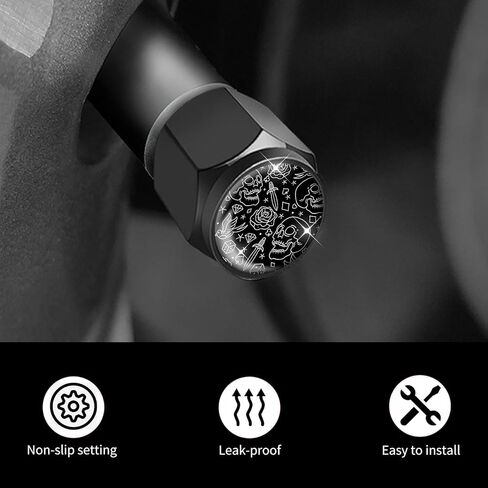 Tire Valve Stem Caps 4 Pack, Car Wheel Stem Caps,Aluminum Air Valve Covers Universal Fit for Cars, SUVs,Trucks, Bikes, and Motorcycles(Skull Head Rose) in Saudi Arabia