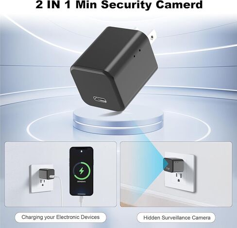 5G Mini Camera Charger, Full HD 1080P Small Nanny Cam with Human Detection, Type-C Plug Pet Camera for Indoor (FHD-001-D) in Kuwait