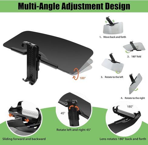 Car Sun Visor Extender,Polarized Anti-Glare Extension 180° Foldable Sun Blocker,UV400 Protection Universal Fit,Black (ZYB-1) in Saudi Arabia