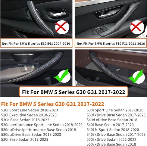 Interior Door Handles Protective Covers Compatible with BMW 5 Series G30 G31 2017-2022 Car Interior Door Pull Handle Covers for 520i 520d 525d 530e 530i 540d 540i 550i (4PCS Mocha Brown) in Saudi Arabia
