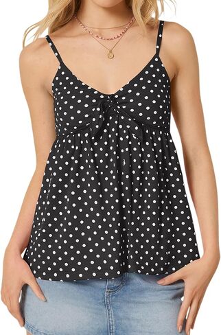 قمصان بيبي دول بربطة أمامية للنساء، قميص قصير صيفي لطيف بفيونكة Y2K، قمصان بدون أكمام للخروج in Kuwait