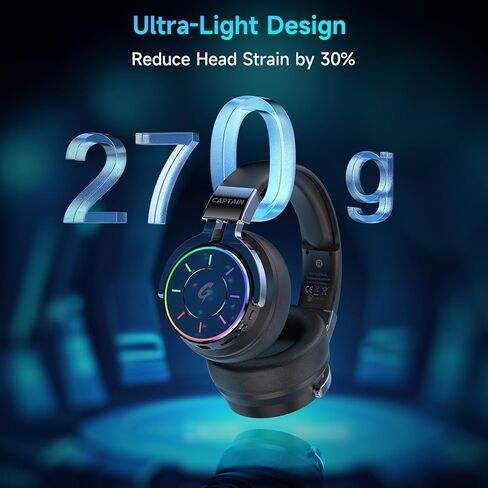 سماعة ألعاب لاسلكية COOLV 2.4 جيجا هرتز للكمبيوتر الشخصي، PS5، PS4 - ضوء RGB، بطارية 60 ساعة، صوت محيطي 7.1، سماعات رأس بلوتوث 5.4 للألعاب مع ميكروفون (أزرق) in Kuwait