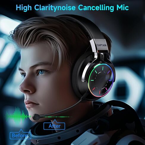 سماعة ألعاب لاسلكية COOLV 2.4 جيجا هرتز للكمبيوتر الشخصي، PS5، PS4 - ضوء RGB، بطارية 60 ساعة، صوت محيطي 7.1، سماعات رأس بلوتوث 5.4 للألعاب مع ميكروفون (أزرق) in Kuwait