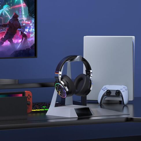 سماعة ألعاب لاسلكية COOLV 2.4 جيجا هرتز للكمبيوتر الشخصي، PS5، PS4 - ضوء RGB، بطارية 60 ساعة، صوت محيطي 7.1، سماعات رأس بلوتوث 5.4 للألعاب مع ميكروفون (أزرق) in Kuwait