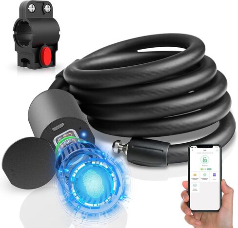 كابل قفل دراجة ببصمة الإصبع، سلسلة قفل دراجة بدون مفتاح من Eeesmart شديدة التحمل مضادة للسرقة قفل دراجة مقاوم للماء رقمي ذكي 1.5 متر كابل من الفولاذ المقاوم للصدأ قفل دراجة مع دعامة تثبيت in Kuwait