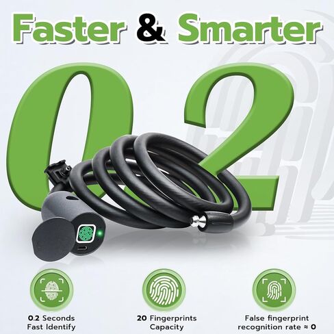 كابل قفل دراجة ببصمة الإصبع، سلسلة قفل دراجة بدون مفتاح من Eeesmart شديدة التحمل مضادة للسرقة قفل دراجة مقاوم للماء رقمي ذكي 1.5 متر كابل من الفولاذ المقاوم للصدأ قفل دراجة مع دعامة تثبيت in Kuwait