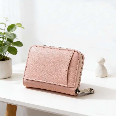Nice Wallets for WomenZip Around Wallet for Women,Small Ladies Wallet,Small Leather Wallet Organizer with Coin Pocket, RFID Blocking Card Holder(Pink) in Saudi Arabia