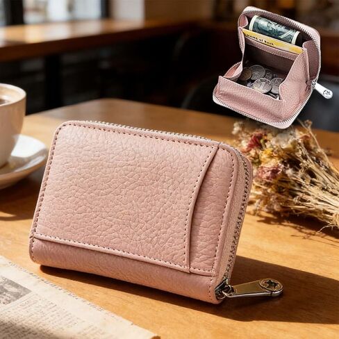 Nice Wallets for WomenZip Around Wallet for Women,Small Ladies Wallet,Small Leather Wallet Organizer with Coin Pocket, RFID Blocking Card Holder(Pink) in Saudi Arabia