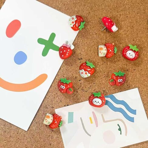 خمسة دبابيس دفع مختلطة على شكل فراولة، 30 مسمارًا برأس كبير، تستخدم للزينة الإعلانية، مناسبة لأظافر الحائط للصور، ورق لوح خشبي ناعم، لوحات بيضاء مميزة للحائط in Kuwait