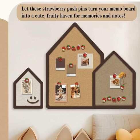 خمسة دبابيس دفع مختلطة على شكل فراولة، 30 مسمارًا برأس كبير، تستخدم للزينة الإعلانية، مناسبة لأظافر الحائط للصور، ورق لوح خشبي ناعم، لوحات بيضاء مميزة للحائط in Kuwait