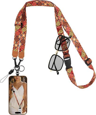 2-in-1 Phone Lanyard Crossbody,Adjustable Phone Strap for Women,Cute Breakaway Lanyard for ID Badges,Keys in Saudi Arabia