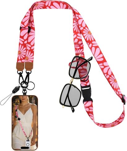 2-in-1 Phone Lanyard Crossbody,Adjustable Phone Strap for Women,Cute Breakaway Lanyard for ID Badges,Keys in Saudi Arabia