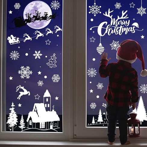 148 قطعة من ملصقات النوافذ على شكل ندفة الثلج لعيد الميلاد، زينة نافذة عيد الميلاد in Kuwait