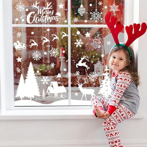 148 قطعة من ملصقات النوافذ على شكل ندفة الثلج لعيد الميلاد، زينة نافذة عيد الميلاد in Kuwait