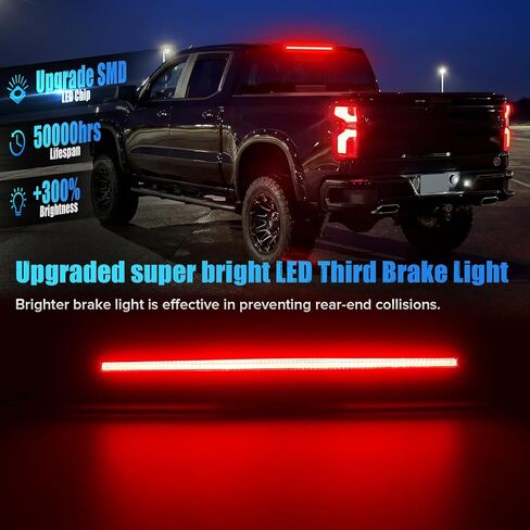 LED Third Brake Light Compatible with Silverado Sierra 1500 2019-2025 2500HD 3500HD 2020-2025 Silverado 1500LD/Sierra1500 Limited 2022 3rd Brake Cargo Lamp Clear Lens (Fits With 2 Camera Only in Saudi Arabia