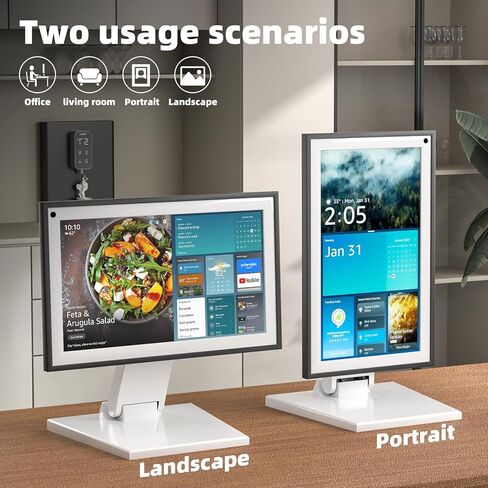 Jakeko for Amazon Alexa Show 15 Stand Mount Tilt Soporte para Alexa Accessories Eco Show 15 الملحقات دعامة دوران قابلة للتعديل سهلة التركيب وقابلة للطي وسهلة التخزين (أبيض) in Kuwait