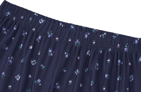 طقم بيجامة بنقشة الزهور من EUZ Pointelle Ditsy للنساء - قطعتين بأكمام قصيرة وسروال واسع الساق مقاس XS - XXL in Kuwait