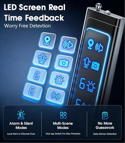 كاشفات الكاميرا الخفية، ماسح ضوئي محمول، كاشف مخفي، كاشف كاميرا 2 في 1، 6 مستويات حساسية (أخضر صنوبر) in Kuwait
