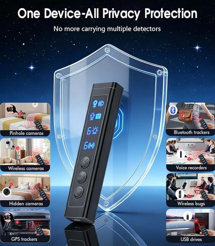 كاشفات الكاميرا الخفية، ماسح ضوئي محمول، كاشف مخفي، كاشف كاميرا 2 في 1، 6 مستويات حساسية (أخضر صنوبر) in Kuwait