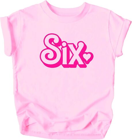 Olive Loves Apple Pink Six Birthday Shirt for Girls Cute & Girly 6th Party Graphic Tee with Heart for Kids in Saudi Arabia