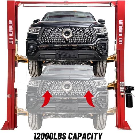 KATOOL 12000 رطل ارتفاع إضافي 167 بوصة 2 وظيفة رفع اثنين من أعمدة السيارة AK-M120 رافعة رفع السيارة التلقائية 2 وظيفة رفع السيارة (ارتفاع إضافي، أحمر) in Saudi Arabia