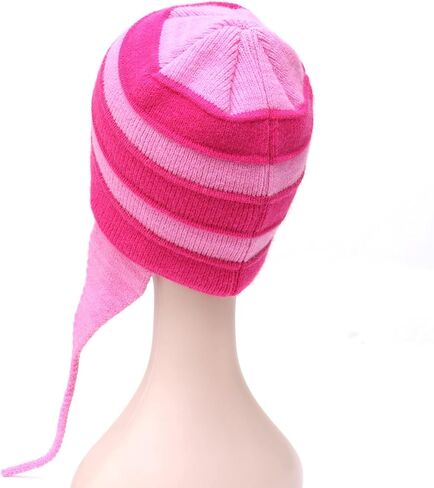 محبوك قبعة المرأة الشتاء غطاء بيرو آذان الوردي مخطط قبعة صغيرة شيربا القبعات متماسكة y2k تأثيري ازياء (الكبار) in Kuwait