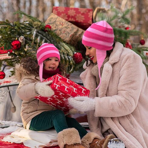 محبوك قبعة المرأة الشتاء غطاء بيرو آذان الوردي مخطط قبعة صغيرة شيربا القبعات متماسكة y2k تأثيري ازياء (الكبار) in Kuwait