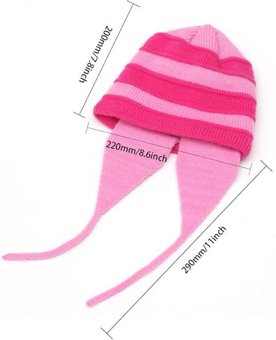 محبوك قبعة المرأة الشتاء غطاء بيرو آذان الوردي مخطط قبعة صغيرة شيربا القبعات متماسكة y2k تأثيري ازياء (الكبار) in Kuwait