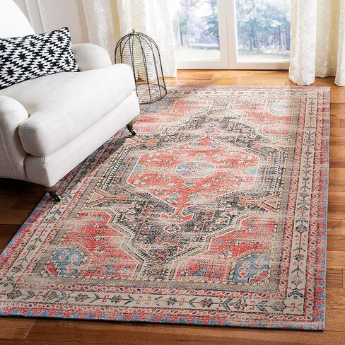 سجادة SAFAVIEH Classic Collection Runner - 2'3" x 8'، أحمر وفحمي، تصميم شرقي متعثر، لا يتساقط ويسهل العناية به، مثالي للمناطق ذات حركة المرور العالية في غرفة المعيشة وغرفة النوم (CLV308Q) in Saudi Arabia