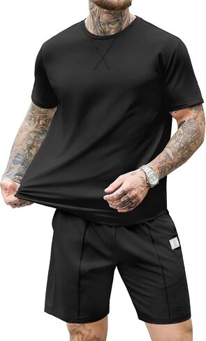 JEMLDL Men's Summer 2 Piece Outfits Lightweight Comfortable Home Short Sleeve Shirt & Shorts Casual Lounge Fashion Set in Saudi Arabia