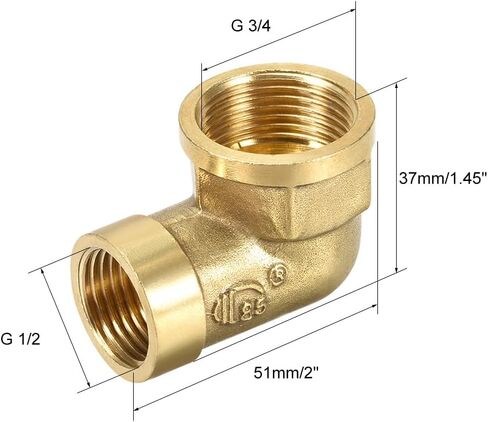 uxcell Brass Pipe Fitting 90 Degree Street Elbow 1/2 NPT Female X 3/4 NPT Female in Saudi Arabia