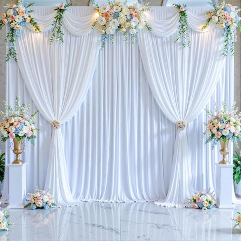 50ft x 10ft Wrinkle Free Ivory Wedding Backdrop Curtains for Party Bridal Shower Reception Decorations Ivory Fabric Curtain Backdrops Drapes for Photography Baby Shower Birthday Background in Saudi Arabia