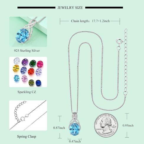 STARCHENIE 925 Sterling Silver Infinity Necklace Earrings for Women Aquamarine Drop Dangle Earrings Oval Cut Birthstone Pendant Jewelry Set Gift in Saudi Arabia