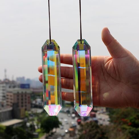 2PCS 5" Large Sun Catchers Crystal Prisms, Hanging Sun Catcher with Glass Prism, Rainbow Maker for Windows, Room, Garden Fantasy Home Decor in Saudi Arabia