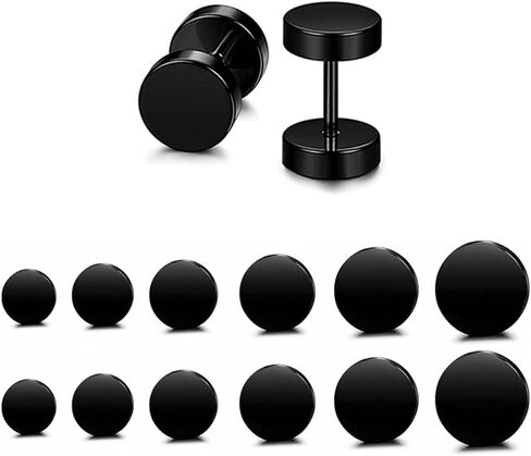 Mens earrings pack stainless steel antiallergy Cartilage piercings black barbell flatback earrings silver stud earrings for men in Saudi Arabia