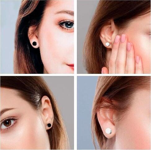 Mens earrings pack stainless steel antiallergy Cartilage piercings black barbell flatback earrings silver stud earrings for men in Saudi Arabia