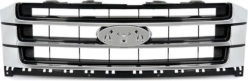 شبكة أمامية HECASA متوافقة مع 2015-2017 Ford Expedition FL1Z8200A FO1200588 شبكة تجميع مصد الصدمات ABS بلاستيك أسود + فضي in Saudi Arabia