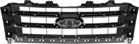 شبكة أمامية HECASA متوافقة مع 2015-2017 Ford Expedition FL1Z8200A FO1200588 شبكة تجميع مصد الصدمات ABS بلاستيك أسود + فضي in Saudi Arabia