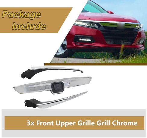 SecosAutoparts 3Pcs Upper Grille Front Grill W/Molding Compatible with Honda Accord Sedan 2018 2019 2020 Replace# 71122TVAA01, 71122-TVA-A01 in Saudi Arabia