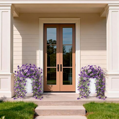 Artificial Hanging Flowers Plants for Outdoor Spring Summer Decoration, 2PCS Faux Silk Daisy UV Resistant Look Real for Outside Home Indoor Planter Porch Garden Yard Decor(Dark Orchid) in Saudi Arabia