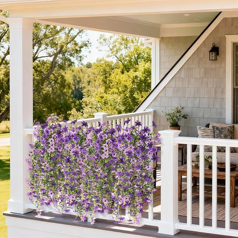 Artificial Hanging Flowers Plants for Outdoor Spring Summer Decoration, 2PCS Faux Silk Daisy UV Resistant Look Real for Outside Home Indoor Planter Porch Garden Yard Decor(Dark Orchid) in Saudi Arabia