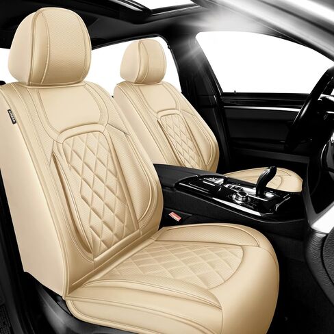 أغطية مقاعد السيارة Fit CX-30 لسيارة Mazda CX-30 2020-2025 2026 - جلد فاخر، مقاوم للماء، مسامي، وسادة مقعد واقية لجميع الأحوال الجوية ومتوافقة مع الوسادة الهوائية، مقعدان أماميان بيج in Kuwait