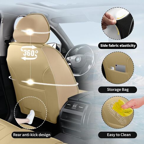 أغطية مقاعد السيارة Fit CX-30 لسيارة Mazda CX-30 2020-2025 2026 - جلد فاخر، مقاوم للماء، مسامي، وسادة مقعد واقية لجميع الأحوال الجوية ومتوافقة مع الوسادة الهوائية، مقعدان أماميان بيج in Kuwait