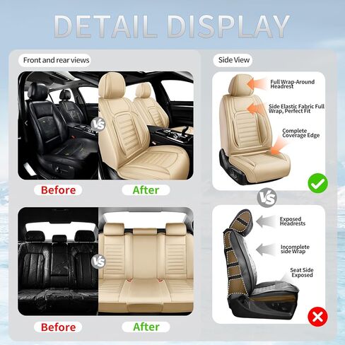 أغطية مقاعد السيارة Fit CX-30 لسيارة Mazda CX-30 2020-2025 2026 - جلد فاخر، مقاوم للماء، مسامي، وسادة مقعد واقية لجميع الأحوال الجوية ومتوافقة مع الوسادة الهوائية، مقعدان أماميان بيج in Kuwait