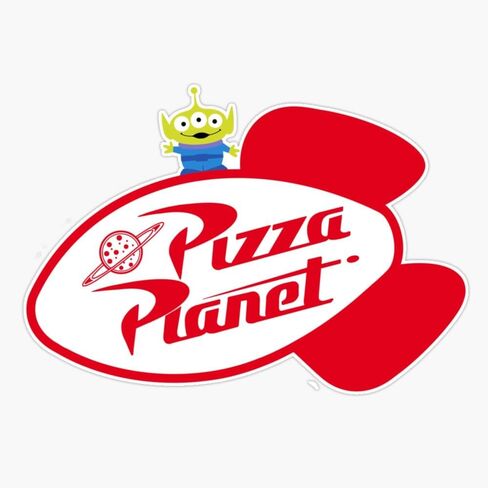 Alien On Pizza Planet Sign Vinyl Window Bumper Sticker Decal 5" in Saudi Arabia