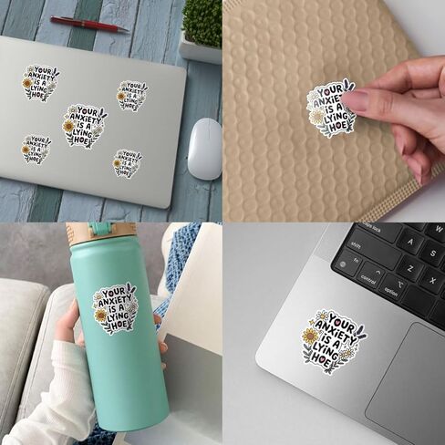 3 Pcs Your Anxiety is Lying Hoe Stickers – Funny Anxiety Quote Decals for Mental Health Advocates, Humor Lovers – Gifts for People Who Overcome Anxiety with Humor for Laptop, Water Bottle – 3"x3" in Saudi Arabia