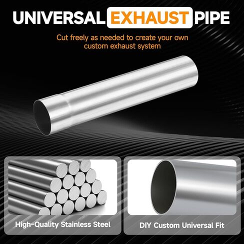 A-KARCK Straight Exhaust Pipe 1.75" OD, Stainless Steel 17.3" Long Mandrel Exhaust Tube in Saudi Arabia